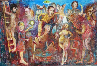 Schilderij getiteld "Minotauromaquia" door Celtibero, Origineel Kunstwerk, Olie