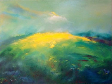 Peinture intitulée ""Horizon jaune"" par Y.Vlasyuk, Œuvre d'art originale, Huile