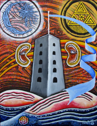 Painting titled "Tower of ameboas" by Luke Galutia, Original Artwork, Acrylic