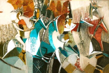 Painting titled "Horsemen" by Galya Didur, Original Artwork, Acrylic