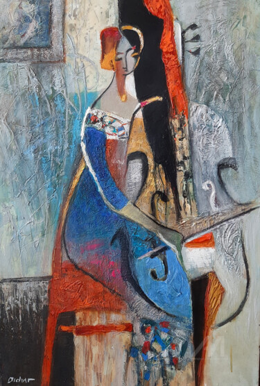 In dark blue Painting titled "In dark blue" by Galya Didur, Original Artwork, Acrylic