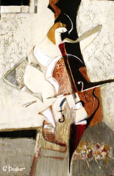 Schilderij getiteld "Viola in white" door Galya Didur, Origineel Kunstwerk, Acryl