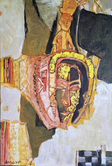 Malarstwo zatytułowany „African mask1” autorstwa Galya Didur, Oryginalna praca, Akryl