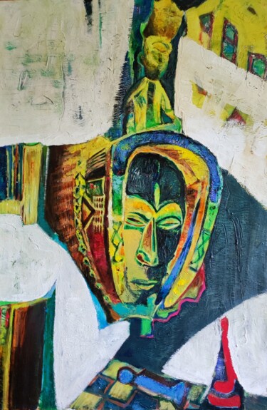 Painting titled "African masks 2" by Galya Didur, Original Artwork, Acrylic