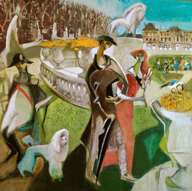 Pintura intitulada ""Walk in the Luxemb…" por Galya Didur, Obras de arte originais, Acrílico