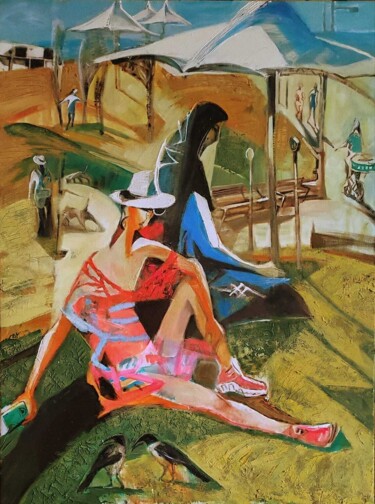 Malerei mit dem Titel "Ajami Beach 2" von Galya Didur, Original-Kunstwerk, Acryl