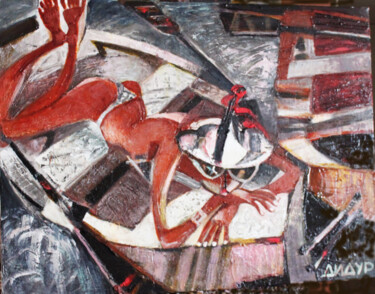 Картина под названием "Red Frog" - Galya Didur, Подлинное произведение искусства, Акрил