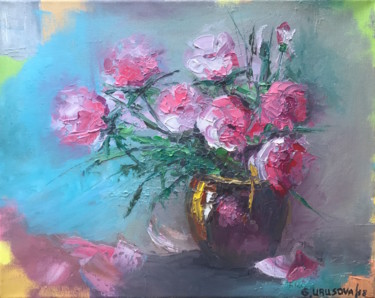 Painting titled "Flowers in the Pot…" by Galiya Urusova, Original Artwork, Oil