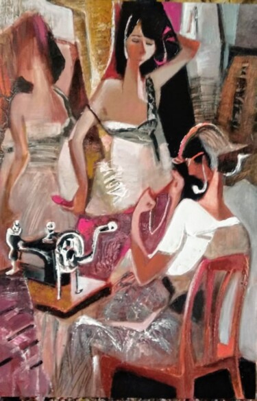 At the dressmaker Painting titled "At the dressmaker" by Galya Didur, Original Art, Acrylic