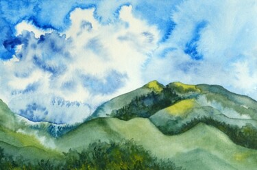 Pintura titulada "Carpathian Mountains" por Galyna Maikovych, Obra de arte original, Acuarela