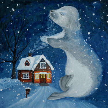 Malerei mit dem Titel "Warm Night" von Galyna Maikovych, Original-Kunstwerk, Gouache