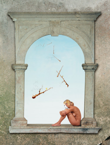 Arte digitale intitolato "meditazione-a-nudo.…" da Artegambasin, Opera d'arte originale, Lavoro digitale 2D
