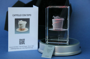 Sculpture intitulée "Capello con Topo CR…" par Artegambasin, Œuvre d'art originale, Verre