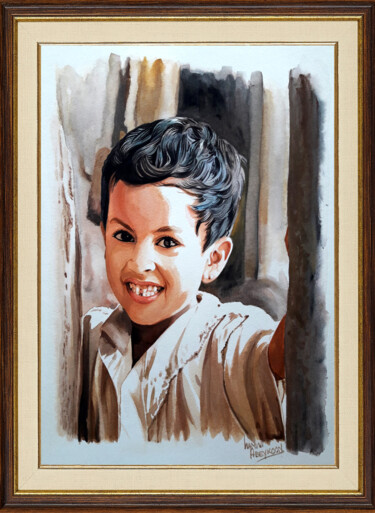Painting titled "Cheeky" by Gamini Abeykoon, Original Artwork, Watercolor