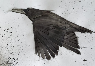 Peinture intitulée "Raven" par Marc Boutin, Œuvre d'art originale, Aquarelle