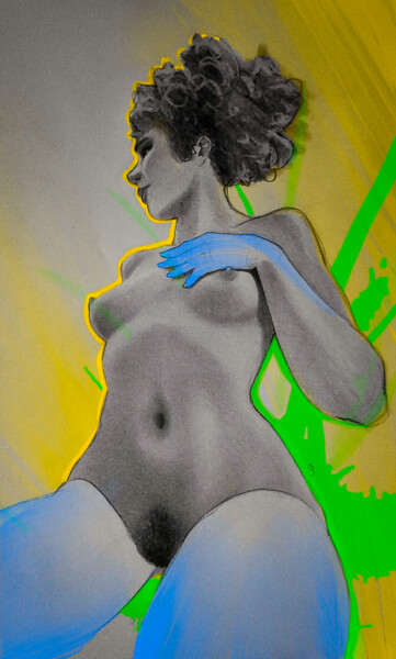 Рисунок под названием "Nu n°3" - Marc Boutin, Подлинное произведение искусства, Карандаш