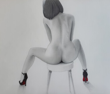 Desenho intitulada "Jeune femme en esca…" por Marc Boutin, Obras de arte originais, Lápis