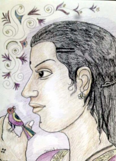 Malerei mit dem Titel "pencil drawing" von Ganeshguntoju, Original-Kunstwerk