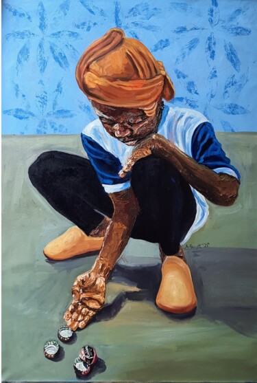 제목이 "Omoluabi (the good…"인 미술작품 Ganiyat Abdulazeez로, 원작, 기름 나무 들것 프레임에 장착됨