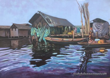 Peinture intitulée "Waterfront" par Ganiyat Abdulazeez, Œuvre d'art originale, Huile