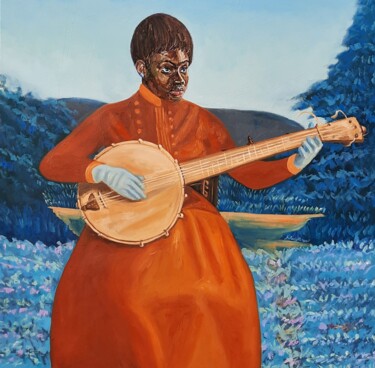 Картина под названием "Banjo player(old bu…" - Ganiyat Abdulazeez, Подлинное произведение искусства, Масло
