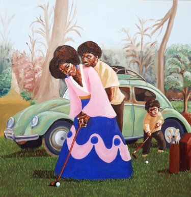 Ζωγραφική με τίτλο "Bonding(old but gol…" από Ganiyat Abdulazeez, Αυθεντικά έργα τέχνης, Λάδι
