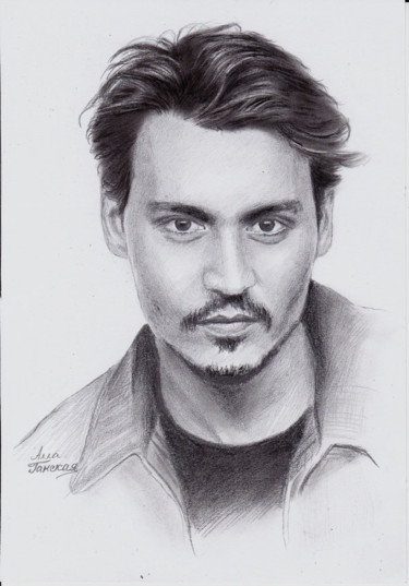 Dessin intitulée "johnny-depp-by-gans…" par Alla Ganskaia, Œuvre d'art originale