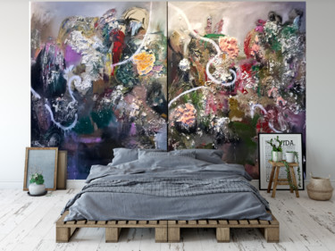 Painting titled "Diptychs Time Line…" by Gao, Original Artwork, Oil