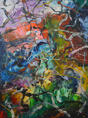 Painting titled "Chaos (1) - Abstrac…" by Gao, Original Artwork, Oil
