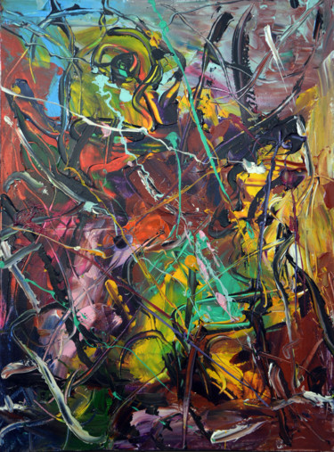 Painting titled "Chaos (5) - Origina…" by Gao, Original Artwork, Oil