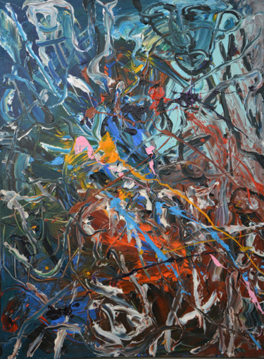 Painting titled "Chaos (7) - Abstrac…" by Gao, Original Artwork, Oil