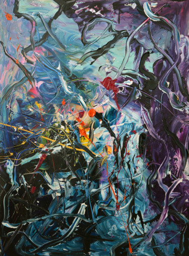 Peinture intitulée "Chaos (8) - Abstrac…" par Gao, Œuvre d'art originale, Huile