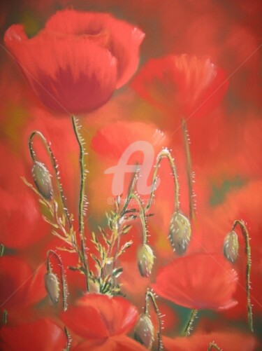 Peinture intitulée "Rouge à foison" par Isabelle Fournier Perdrix, Œuvre d'art originale