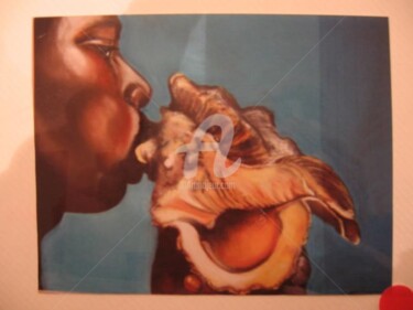 Peinture intitulée "Joueur de conque à…" par Isabelle Fournier Perdrix, Œuvre d'art originale