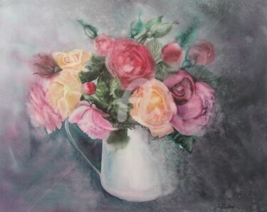 Peinture intitulée "bouquet romantique" par Isabelle Fournier Perdrix, Œuvre d'art originale
