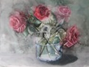 Painting titled "Quelques roses..." by Isabelle Fournier Perdrix, Original Artwork