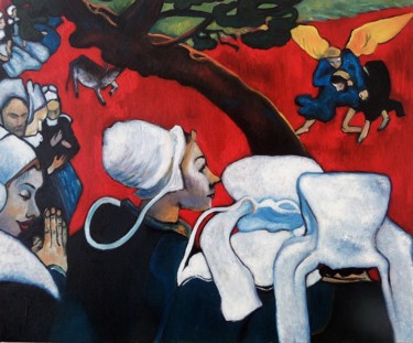Peinture intitulée "La vision du Sermon…" par Elodie Bedon (Garance Be.), Œuvre d'art originale, Huile