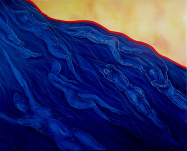 Pintura titulada "Au fil de l'eau" por Elodie Bedon (Garance Be.), Obra de arte original, Oleo