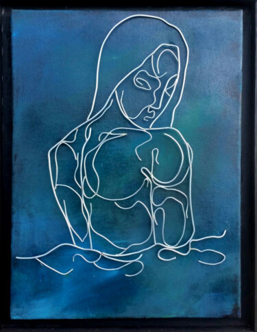 Картина под названием "Sorcière dans le ba…" - Elodie Bedon (Garance Be.), Подлинное произведение искусства, проволочный Уст…