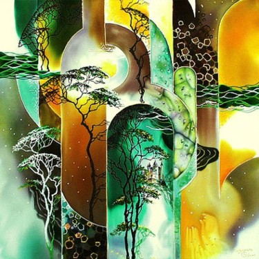 Картина под названием "Зеленый берег" - Garbalya, Подлинное произведение искусства, Другой