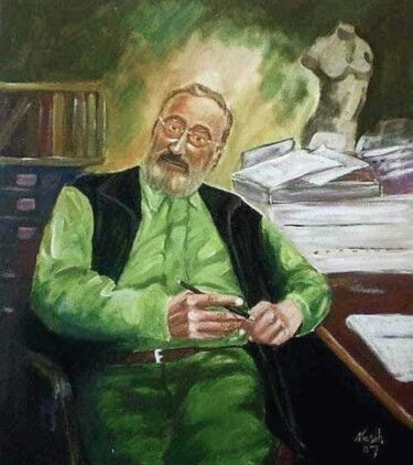 Painting titled "Künstlerkollege Man…" by Garcia Nasih, Original Artwork, Oil