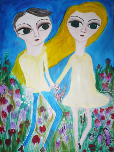 Peinture intitulée "Les promeneurs" par Margarita García Alonso, Œuvre d'art originale, Huile