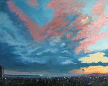 Painting titled "ATARDECER/SUNSET" by Garcus, Original Artwork, Oil