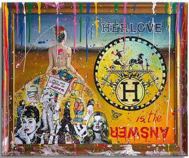 제목이 "Her Love"인 미술작품 Gardani로, 원작, 기름 나무 들것 프레임에 장착됨