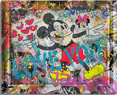 Pintura titulada "Mickey Love you mor…" por Gardani, Obra de arte original, Acrílico Montado en Bastidor de camilla de madera