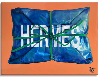제목이 "Wrapped with Hermes…"인 미술작품 Gardani로, 원작, 기름 나무 들것 프레임에 장착됨