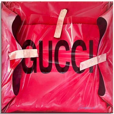 "Wrapped with Gucci…" başlıklı Tablo Gardani tarafından, Orijinal sanat, Petrol Ahşap Sedye çerçevesi üzerine monte edilmiş