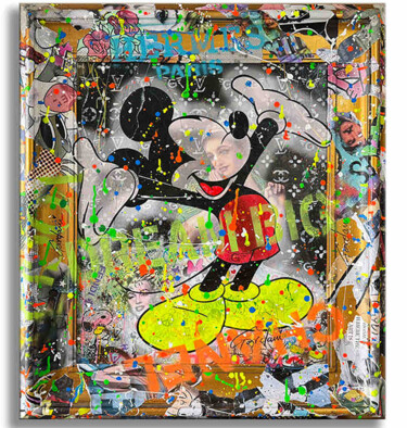 Картина под названием "Mickey Always Dream…" - Gardani, Подлинное произведение искусства, Акрил Установлен на Деревянная рам…