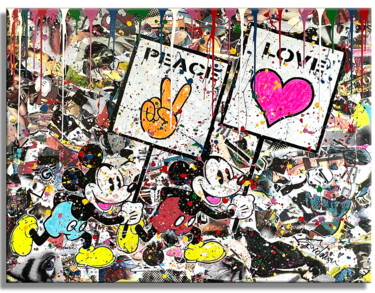 "Peace Love 33" başlıklı Tablo Gardani tarafından, Orijinal sanat, Akrilik Ahşap Sedye çerçevesi üzerine monte edilmiş