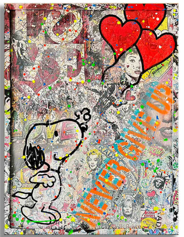 Painting titled "Snoopy Love" by Gardani, Original Artwork, Acrylic Mounted on Wood Stretcher frame